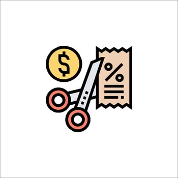 Scissors and paper with a dollar sign vector