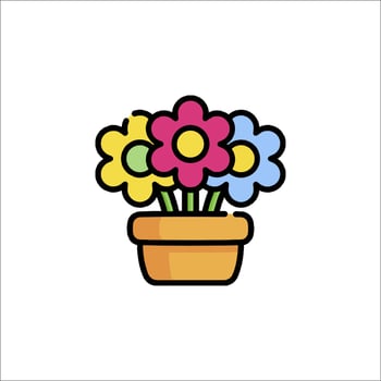 A flower pot with colorful flowers on it vector