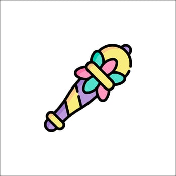 A colorful wand with a flower on it vector