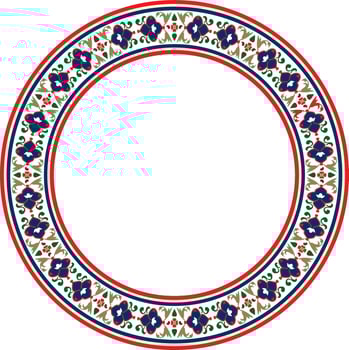 colored round Turkish national ornament. Ottoman border, frame. Ethnic floral circle, ring, Seljuk Turks pattern. Decoration of the Sultan's palaces. vector