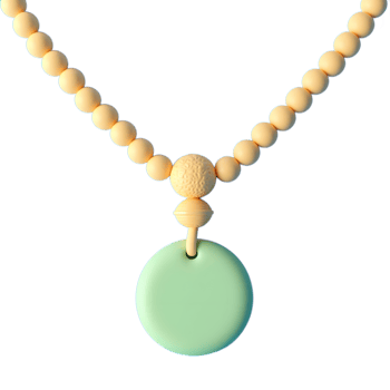 Pastel Bead Necklace with Circular Pendant A Minimalist Design png