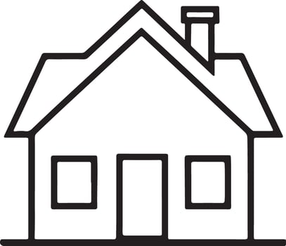 Creative House Silhouette Coloring Illustration, White Background vector