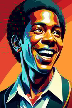 Laughing Man with Afro Hairstyle against a Background of Vibrant Colors vector