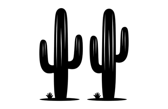 A Cactus Black Silhouette isolated on white background vector