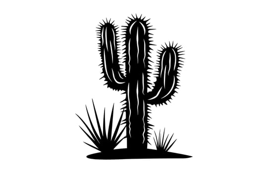 Cactus Silhouette Clipart isolated on a white background vector