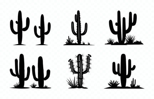 Cactus Silhouette Clipart Bundle vector