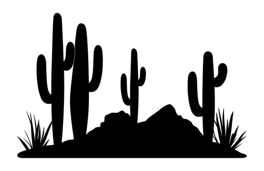 Cactus Scene Silhouette Clipart vector