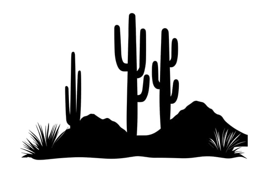 Cactus Scene Clipart Silhouette vector