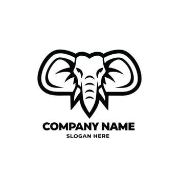 an elephant head black logo design vector