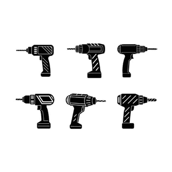Minimalist Drill Icon Power Tool Silhouette Clipart vector