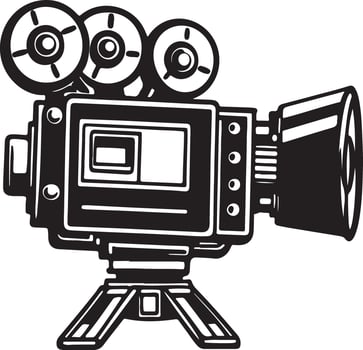 Movie Themed Coloring Page with Camera Silhouette Design vector