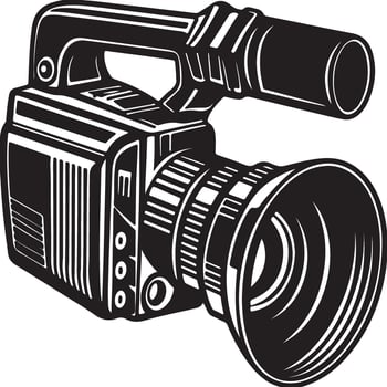 Cinema Camera Coloring Page Illustration on White Background vector