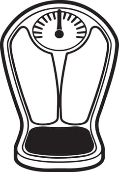 Printable Weight Scale Coloring Sheet Black Silhouette on White Background vector