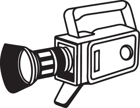 Film Camera Coloring Page Illustration on Solid White Background vector