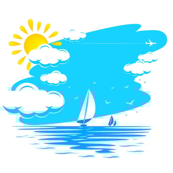 Blue sky over blue sea yacht regata vector
