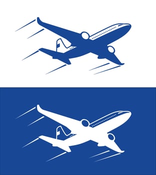 Airplane in blue sky icon vector