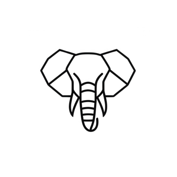 Abstract illustration of an elephant head in a modern geometric style. png