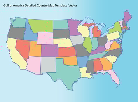 Gulf of America Detailed Country Map Template vector