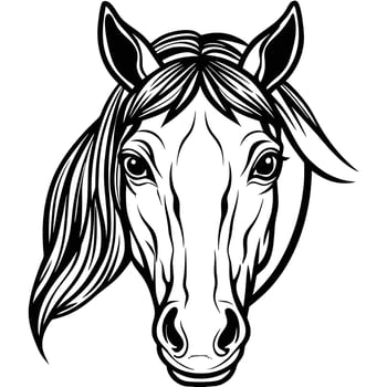 horse head illustration black logo vector