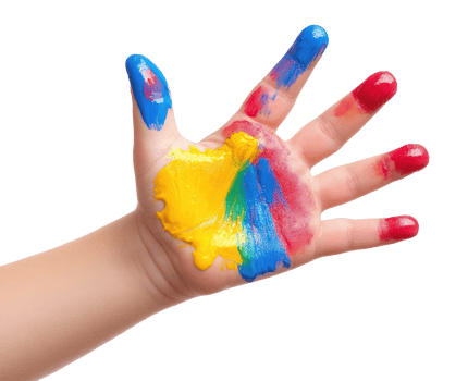 Kids hand with colorful paint png