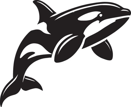 Strong orca whale shadow illustration on a white surface vector