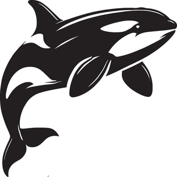 Powerful orca shape artwork on pure white vector