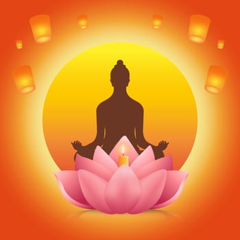Vesak Day illustration for social media post design template vector