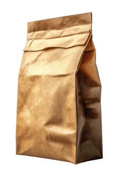A brown paper bag with a gold color png