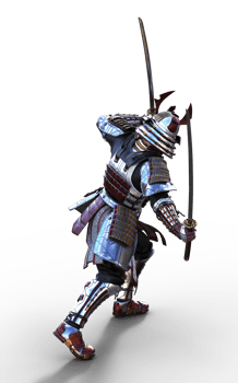 Guard Pose, Futuristic Red Samurai Warrior in Battle-Ready Armor png