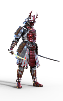 Standing Pose, Futuristic Red Samurai Warrior in Battle-Ready Armor png