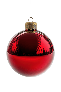 A red ornament hanging from a string png