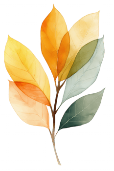 A leafy branch with a variety of colors including yellow, green, and brown png
