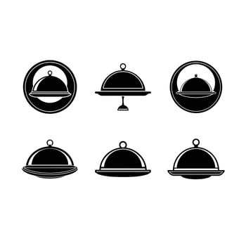 Serving Platter Icon - and Linocut Silhouette Design vector