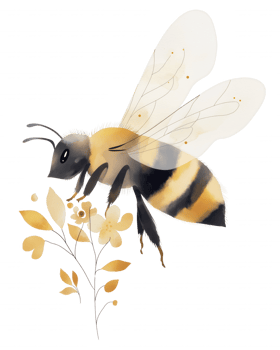 A cartoon bee is sitting on a flower png