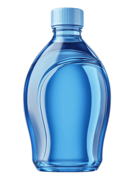 A clear bottle of water with a blue cap png