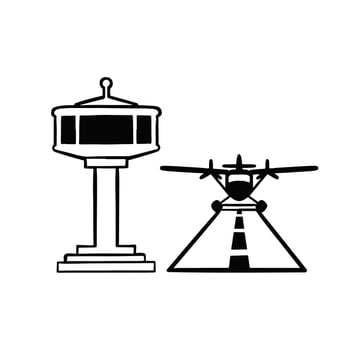 icon symbol parking airplane, hang glider, airport monochrome vector