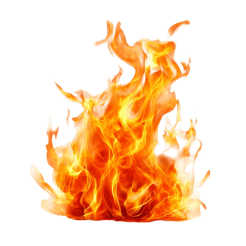 Vivid orange fire flame on a bright transparent background with dynamic movement and brilliant colors for artistic purposes, Fire flame on transparent background. Fire flame transparent background png
