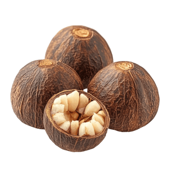 Fresh betel nuts on a transparent background showcasing their unique texture and color, Fresh betel nut isolated on transparent background png