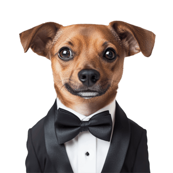 Funny dogs dressed in elegant suits posing against a transparent background for a delightful formal photo shoot, Funny Dogs in Formal Attire, elegant suit on transparent background png