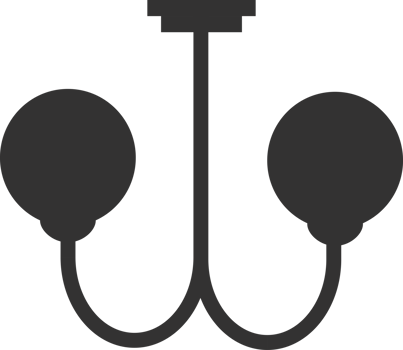 Chandelier lamp icon. Silhouette of interior and home classic decoration. png