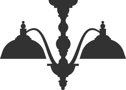 Chandelier lamp icon. Silhouette of interior and home decoration. Black glyph sign png