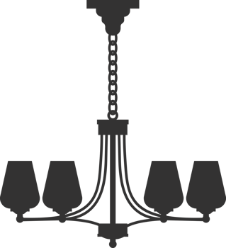 Chandelier lamp icon. Silhouette of interior home decoration png