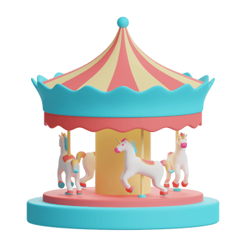 3d carousel horse circus icon png