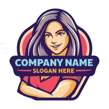 a woman with her arms crossed logo design vector