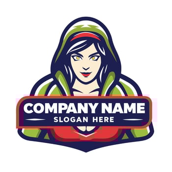 a woman in a hoodie with a red and green background vector
