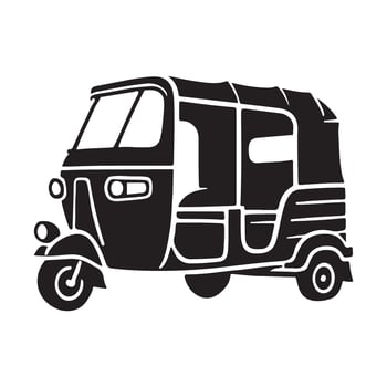 Auto Rickshaw Silhouette Illustration for Transportation Designs vector