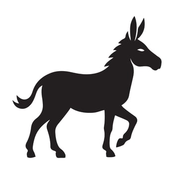 Side Profile Silhouette of a Walking Donkey vector