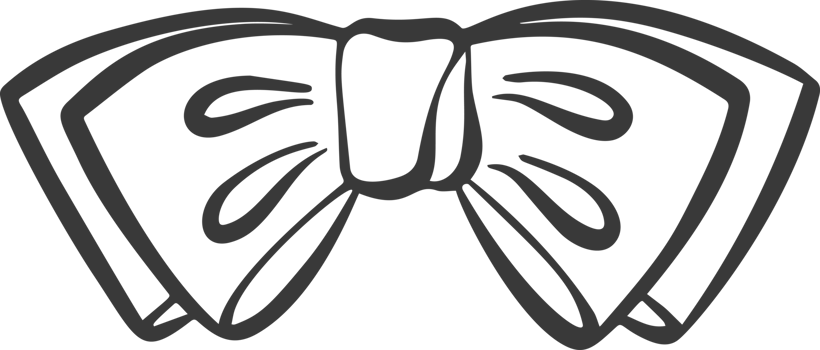 Hair bow. Cute, simple vintage design with satin ribbons. Black outline accessory perfect for gifts holidays birthdays and decorative collections. png