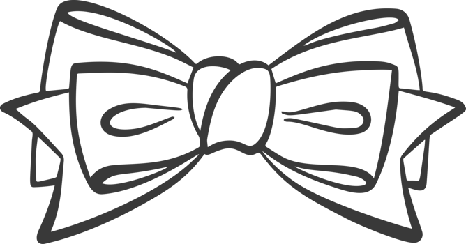 Hair bow. Cute simple vintage design with satin ribbons. Black outline accessory perfect for gifts holidays birthdays and decorative collections. png