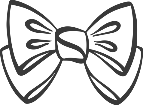 Hair bow. Cute simple vintage design with satin ribbons. Black outline accessory perfect for gifts holidays birthdays and decorative collection png